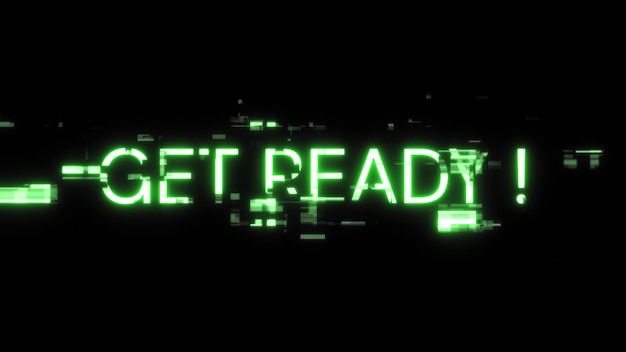 Renderización 3D preparar texto con efectos de pantalla de fallas tecnológicas