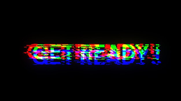 Renderización 3D preparar texto con efectos de pantalla de fallas tecnológicas