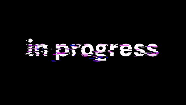 Renderización 3D en progreso de texto con efectos de pantalla de fallas tecnológicas
