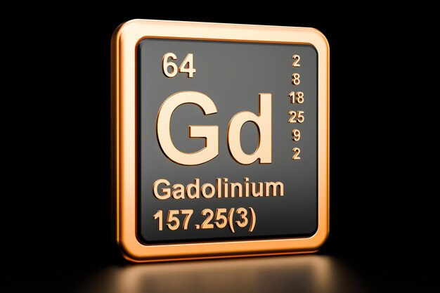 Renderización 3D del signo del elemento químico Gadolinio Gd