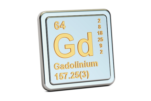 Renderización 3D del signo del elemento químico Gadolinio Gd