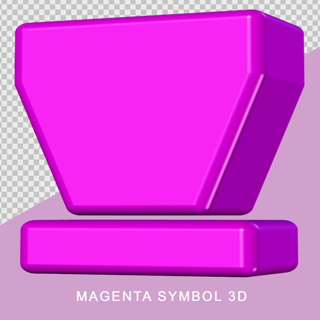 Renderización en 3D de un símbolo geométrico magenta