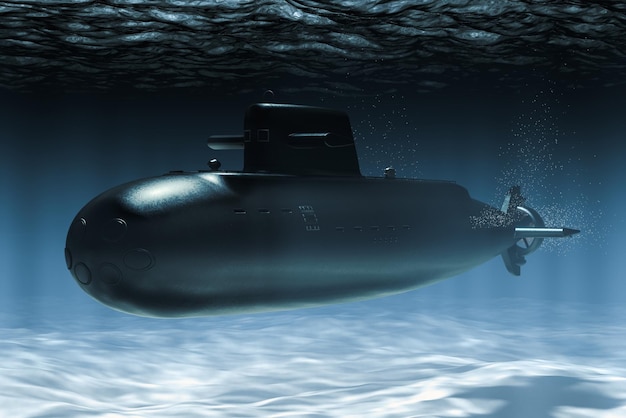 Foto renderización 3d submarina bajo el agua