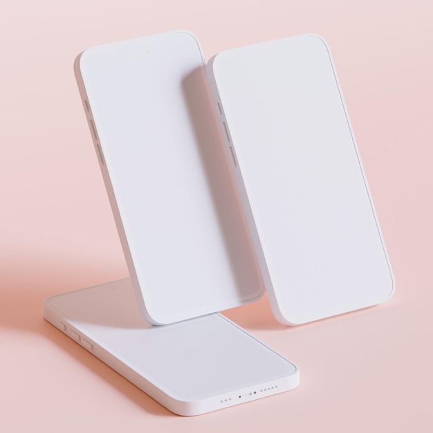 Renderización 3D de teléfono de arcilla con fondo de color pastel