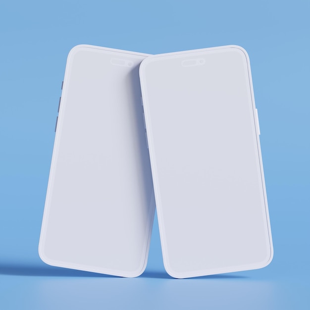 Renderización 3D de teléfono de arcilla con fondo de color pastel