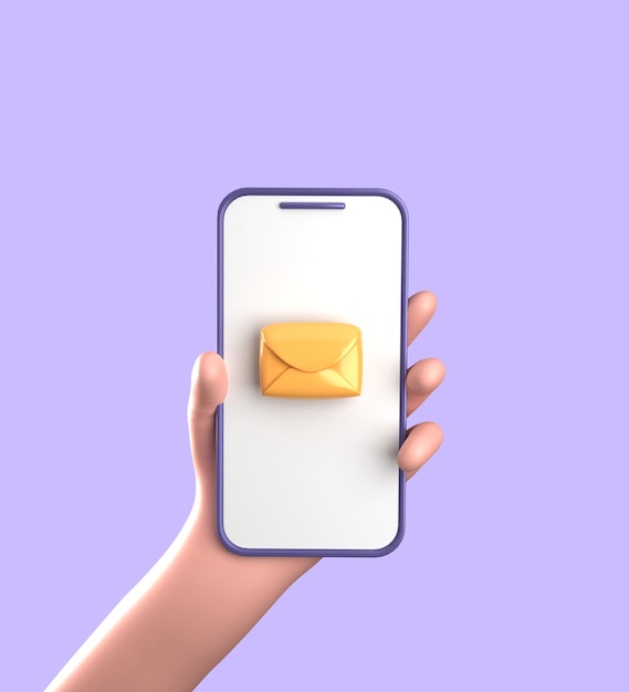 Renderización 3D de un teléfono inteligente con la mano 3D pastel teléfono inteligente con adornos conjunto de iconos