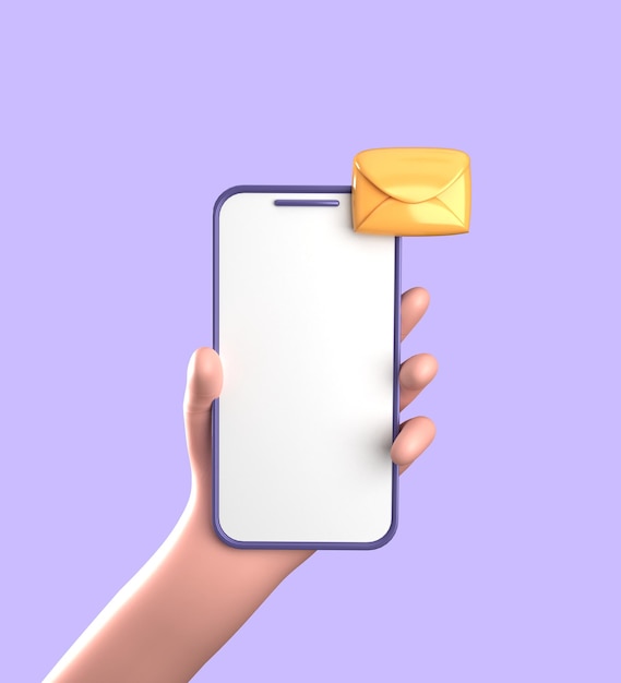 Renderización 3D de un teléfono inteligente con la mano 3D pastel teléfono inteligente con adornos conjunto de iconos