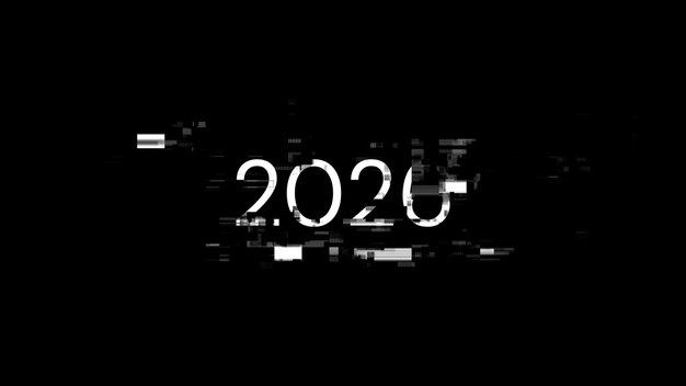 Renderización 3D de texto 2026 con efectos de pantalla de fallas tecnológicas