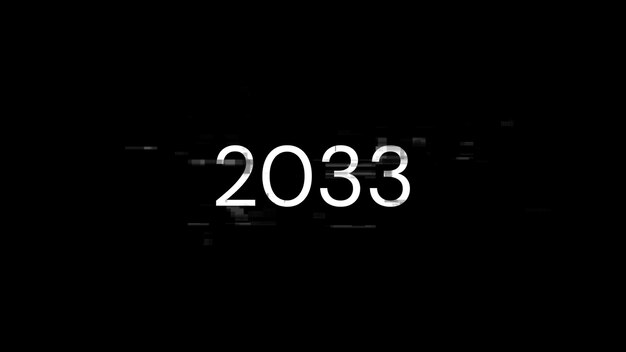 Renderización 3D de texto 2033 con efectos de pantalla de fallas tecnológicas