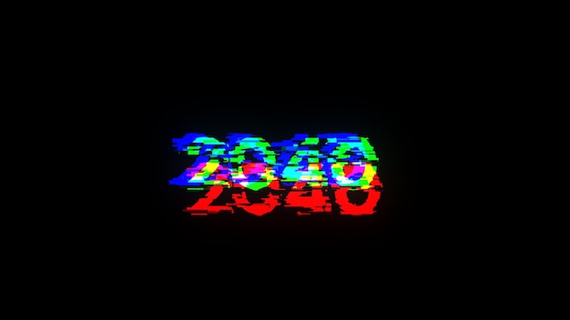 Renderización 3D de texto 2040 con efectos de pantalla de fallas tecnológicas