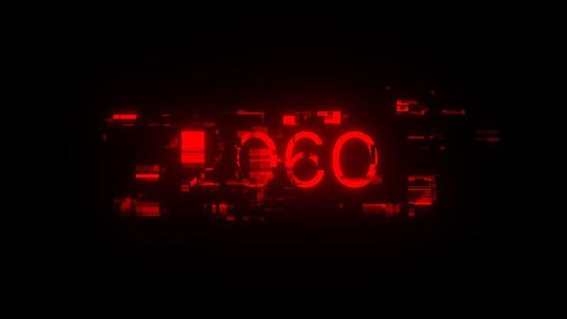 Renderización 3D de texto 2060 con efectos de pantalla de fallas tecnológicas