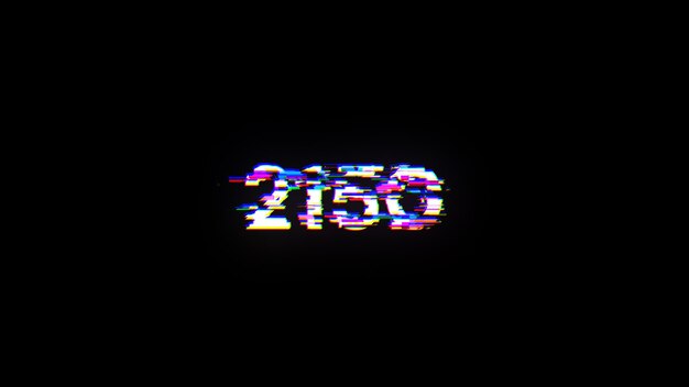 Renderización 3D de texto 2150 con efectos de pantalla de fallas tecnológicas