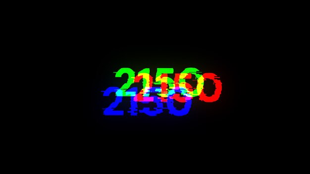 Renderización 3D de texto 2150 con efectos de pantalla de fallas tecnológicas