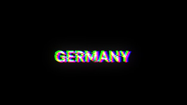 Renderización 3D del texto de Alemania con efectos de pantalla de fallas tecnológicas