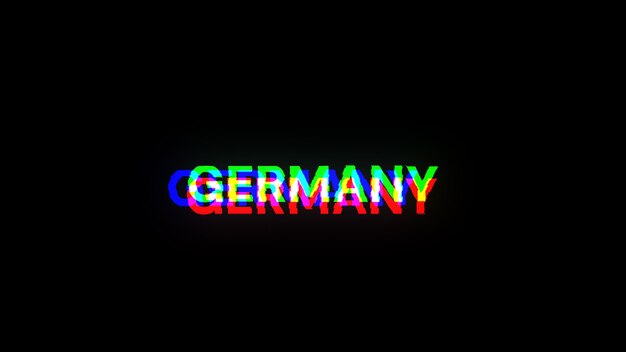 Renderización 3D del texto de Alemania con efectos de pantalla de fallas tecnológicas