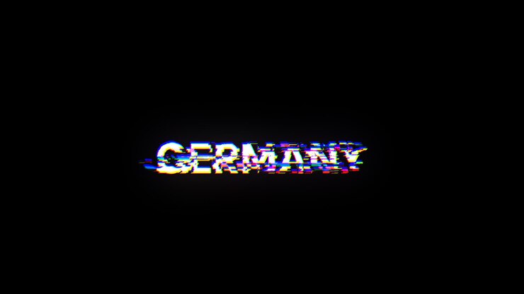 Foto renderización 3d del texto de alemania con efectos de pantalla de fallas tecnológicas