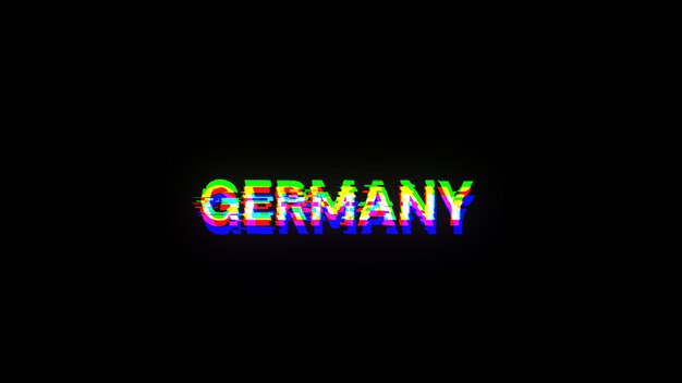 Renderización 3D del texto de Alemania con efectos de pantalla de fallas tecnológicas