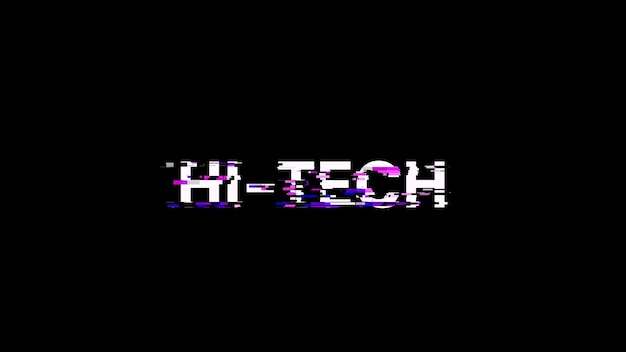 Renderización 3D de texto de alta tecnología con efectos de pantalla de fallas tecnológicas