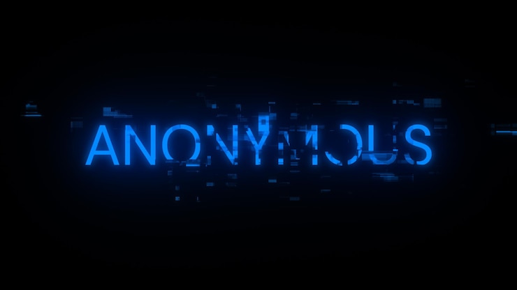 Foto renderización 3d de texto anónimo con efectos de pantalla de fallas tecnológicas