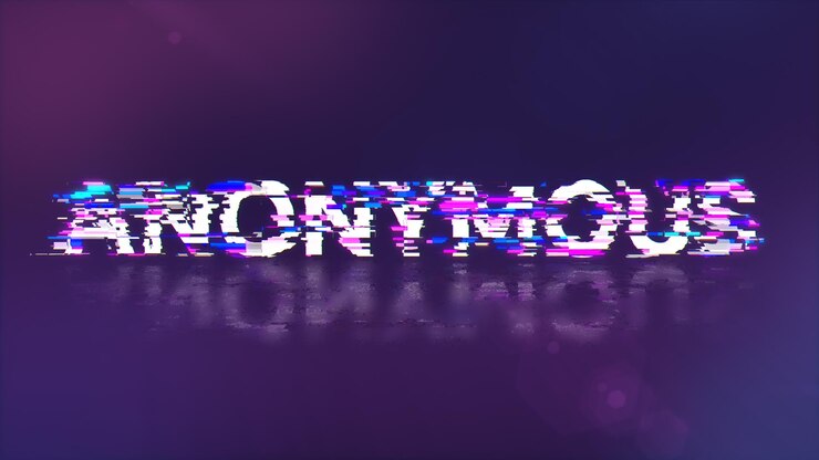 Foto renderización 3d de texto anónimo con efectos de pantalla de fallas tecnológicas