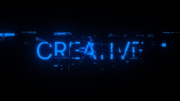 Foto renderización 3d de texto creativo con efectos de pantalla de fallas tecnológicas
