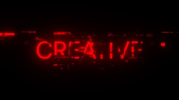 Renderización 3D de texto creativo con efectos de pantalla de fallas tecnológicas