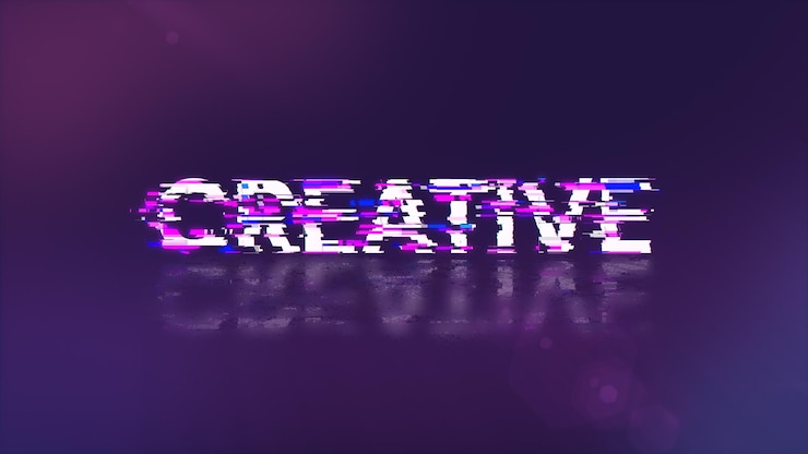 Foto renderización 3d de texto creativo con efectos de pantalla de fallas tecnológicas