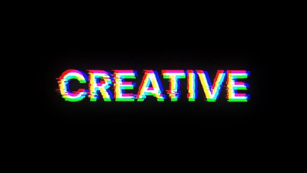 Renderización 3D de texto creativo con efectos de pantalla de fallas tecnológicas