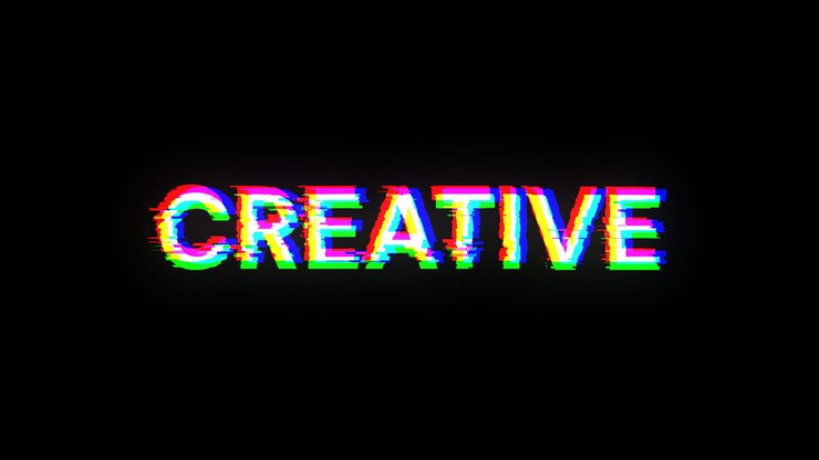 Foto renderización 3d de texto creativo con efectos de pantalla de fallas tecnológicas