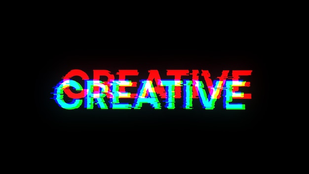 Renderización 3D de texto creativo con efectos de pantalla de fallas tecnológicas