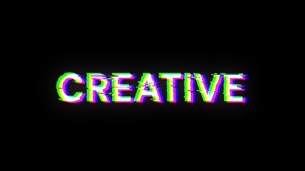 Renderización 3D de texto creativo con efectos de pantalla de fallas tecnológicas