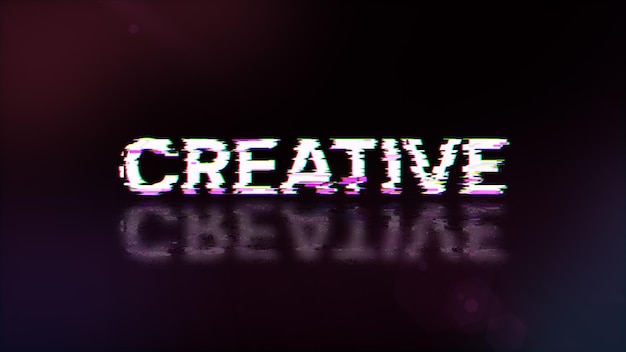 Renderización 3D de texto creativo con efectos de pantalla de fallas tecnológicas