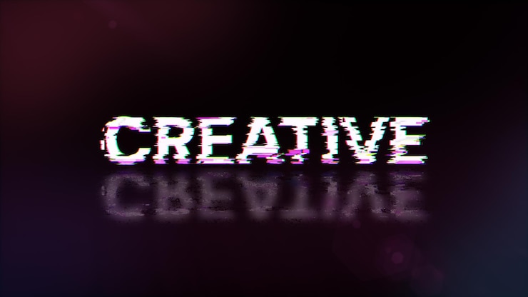 Foto renderización 3d de texto creativo con efectos de pantalla de fallas tecnológicas