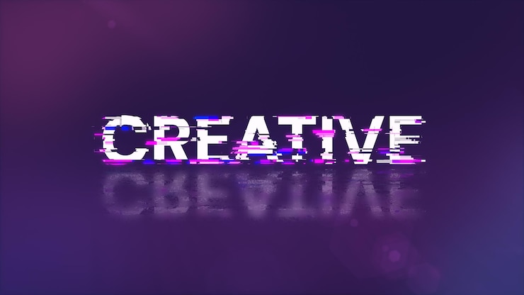 Foto renderización 3d de texto creativo con efectos de pantalla de fallas tecnológicas