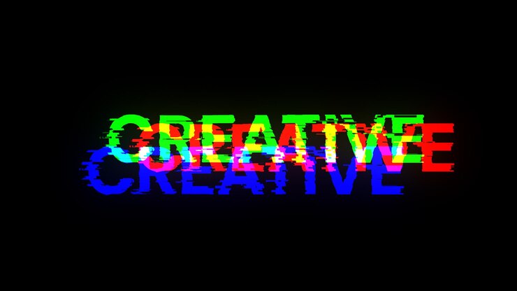 Foto renderización 3d de texto creativo con efectos de pantalla de fallas tecnológicas