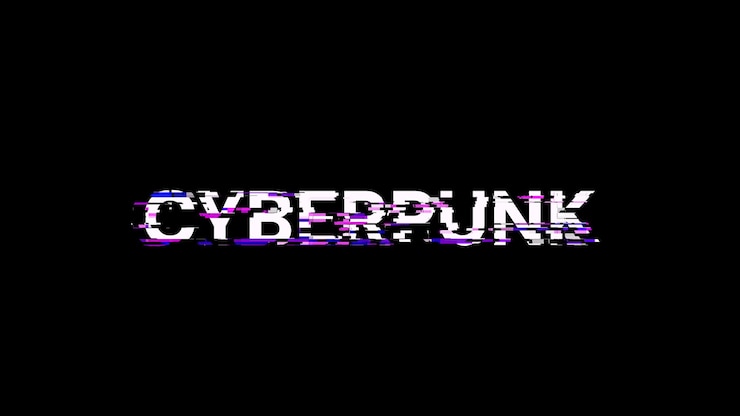 Foto renderización 3d de texto cyberpunk con efectos de pantalla de fallas tecnológicas