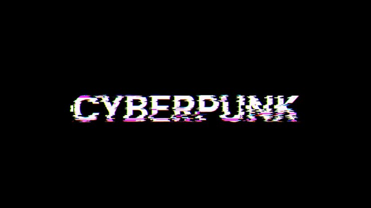 Foto renderización 3d de texto cyberpunk con efectos de pantalla de fallas tecnológicas