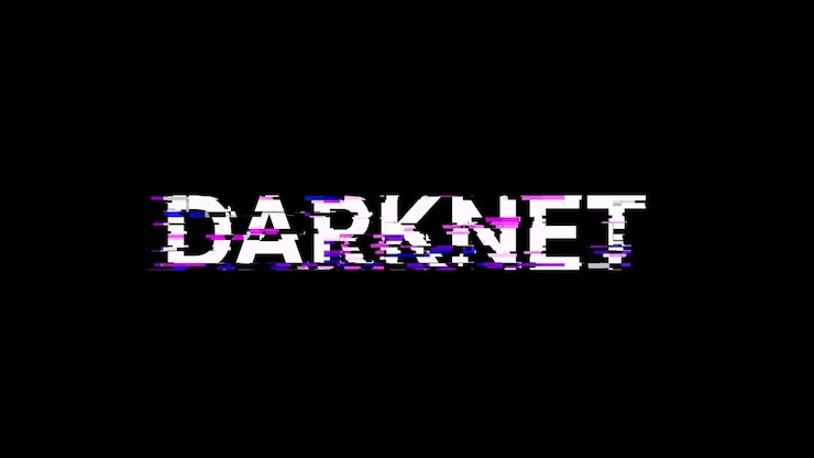 Foto renderización 3d de texto de darknet con efectos de pantalla de fallas tecnológicas