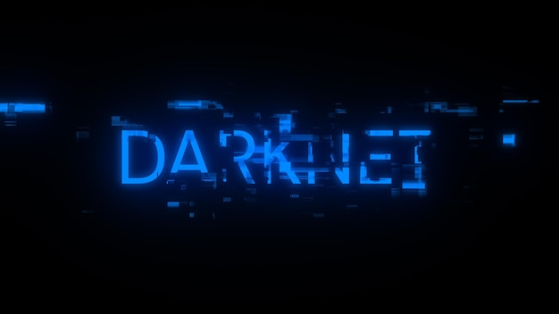 Renderización 3D de texto de darknet con efectos de pantalla de fallas tecnológicas