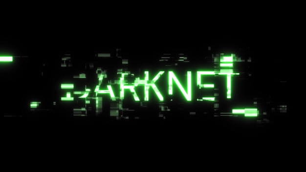 Renderización 3D de texto de darknet con efectos de pantalla de fallas tecnológicas