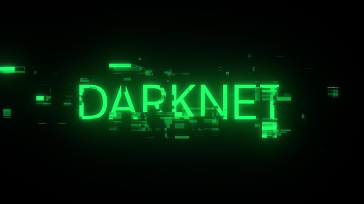 Foto renderización 3d de texto de darknet con efectos de pantalla de fallas tecnológicas