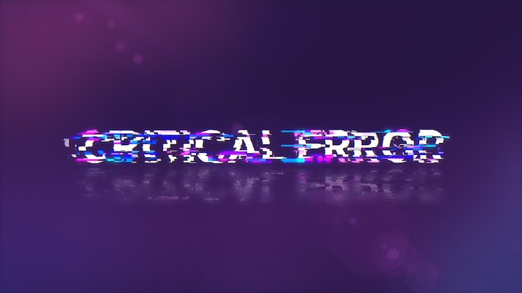 Foto renderización 3d de texto de error crítico con efectos de pantalla de fallas tecnológicas