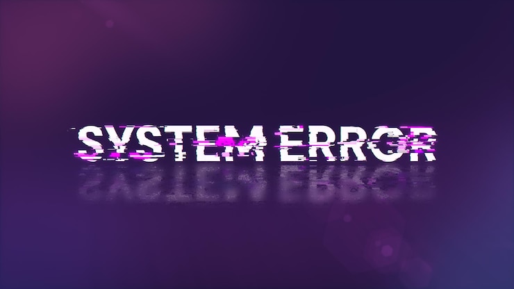 Foto renderización 3d texto de error del sistema con efectos de pantalla de fallas tecnológicas