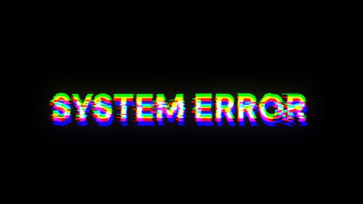 Foto renderización 3d texto de error del sistema con efectos de pantalla de fallas tecnológicas