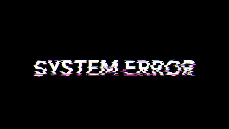 Foto renderización 3d texto de error del sistema con efectos de pantalla de fallas tecnológicas