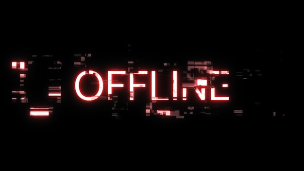 Renderización 3D de texto fuera de línea con efectos de pantalla de fallas tecnológicas