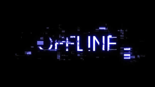 Renderización 3D de texto fuera de línea con efectos de pantalla de fallas tecnológicas