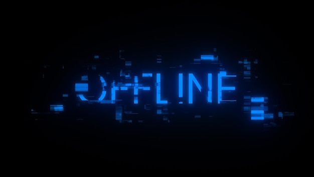 Renderización 3D de texto fuera de línea con efectos de pantalla de fallas tecnológicas