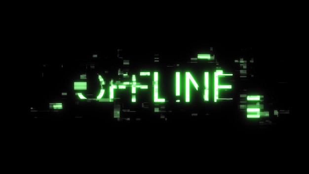 Renderización 3D de texto fuera de línea con efectos de pantalla de fallas tecnológicas