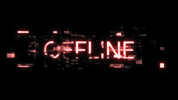 Renderización 3D de texto fuera de línea con efectos de pantalla de fallas tecnológicas